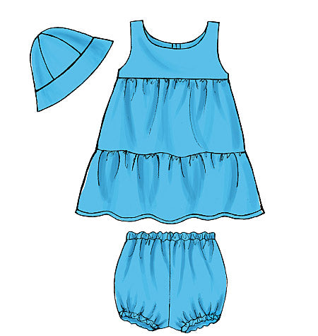 B5017 Infants' Top, Dress, Panties, Shorts, Pants and Hat (size: All Sizes In One Envelope)