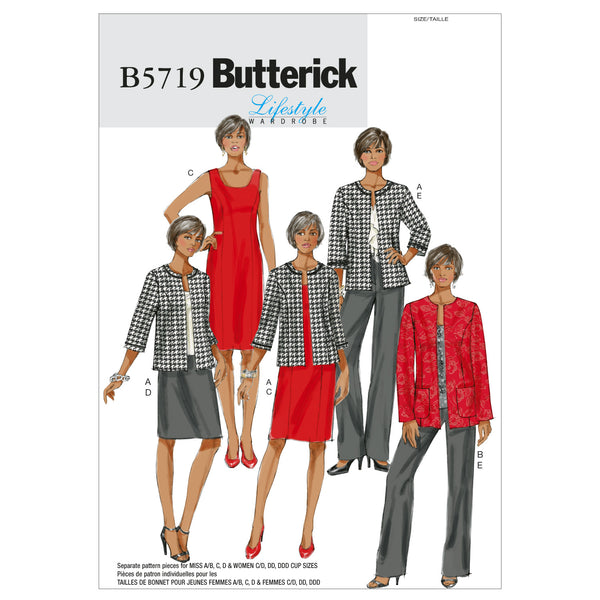 Patron Butterick 6738 Ensemble tailleur femme robe jupe pantalon