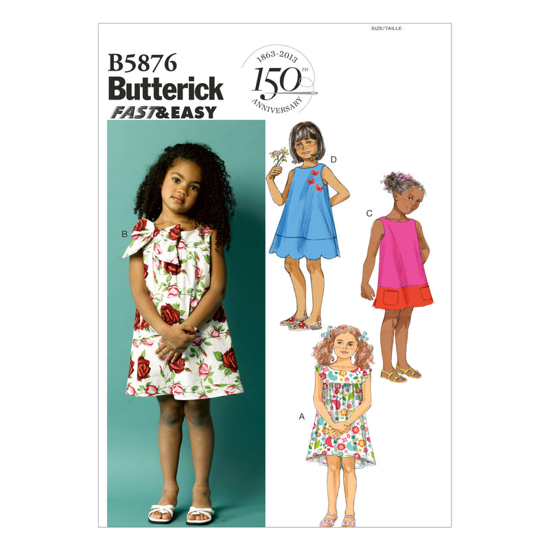 B5876 Toddlers'/Children's Dress (size: 1-2-3-4)