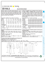 B5963 Peignoir, haut, vêtement de nuit, pantalon et sac - Jeunes femmes (grandeur : 6-8-10-12-14)
