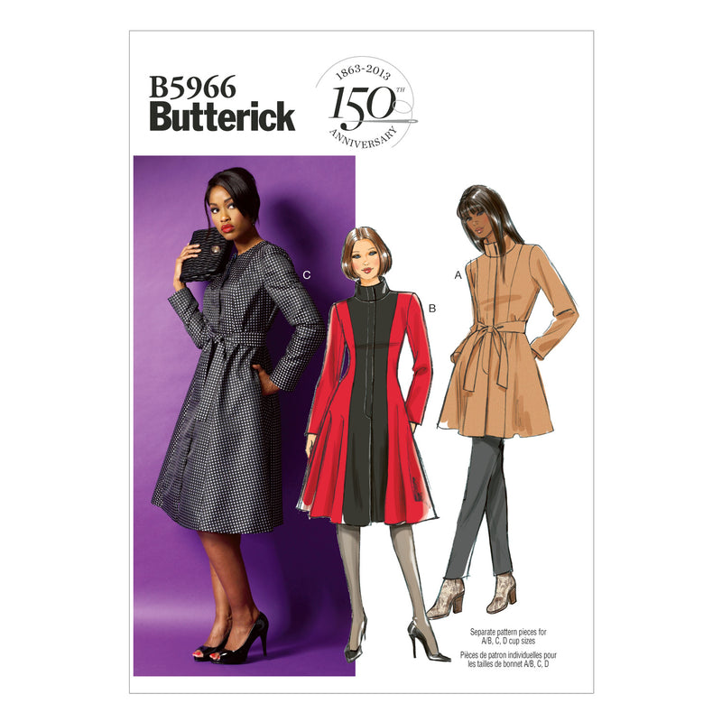 B5966 Veston, manteau et ceinture - Jeunes femmes et femmes (grandeur : 8-10-12-14-16)