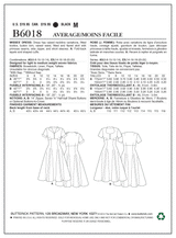 B6018 Misses' Dress (size: 6-8-10-12-14)