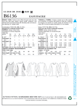 B6136 Misses' Tunic (size: XSM-SML-MED)