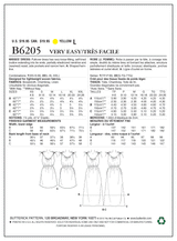 B6205 Misses' Dress (size: XSM-SML-MED)