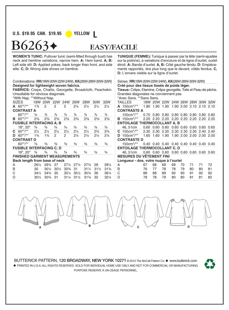B6263 Women's Tunic (Size: 26W-28W-30W-32W)