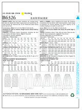B6326 Misses' Raised-Waist or Elastic-Waist Skirts (Size: 8-10-12-14-16)