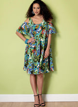 B6350 Misses' Sleeveless and Cold Shoulder Dresses (Size: 16-18-20-22-24-26)