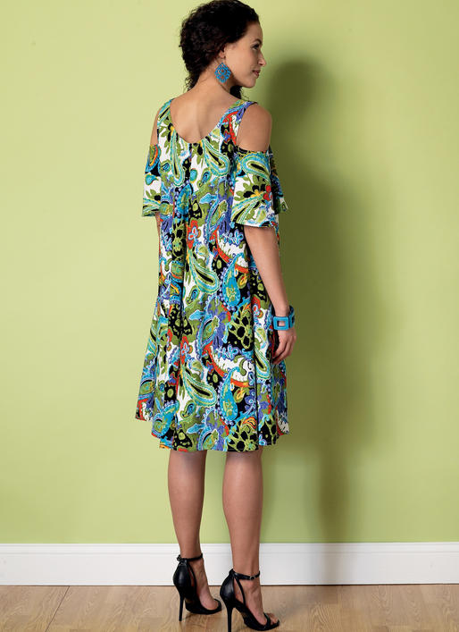 B6350 Misses' Sleeveless and Cold Shoulder Dresses (Size: 4-6-8-10-12-14)