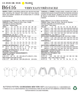 B6416 Misses' Button-Closure Tunics with Yokes (Size: 6-8-10-12-14)