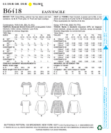 B6418 Misses' Knit, Lace-Detail Tops (Size: 16-18-20-22-24-26)