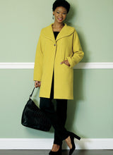 B6423 Misses' Drop-Shoulder, Shawl Collar Coat with In-Seam Pockets (Size: 16-18-20-22-24-26)
