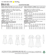 B6446 Misses' Pleated Wrap Dresses with Sash (Size: 6-8-10-12-14)