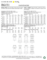 B6451 Robes Blousantes - Jeune Femme (Size: 4-6-8-10-12-14)