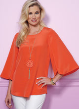 B6456 Misses' Tulip or Ruffle Sleeve Tops (Size: 6-8-10-12-14)
