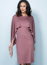 B6479 Misses' Pullover Dresses with Attached Capelets (Size: 14-16-18-20-22)