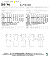 B6480 Misses' Fitted Dresses with Hip Detail, Neck and Sleeve Variations (Size: 14-16-18-20-22)