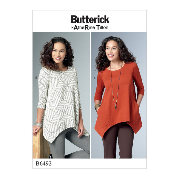 B6492 Tuniques amples en tricot à côtés asymétriques et poches - Jeune Femme (Size: TP-P-M)