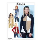 B6496 Misses' Jackets and Vests with Contrast and Seam Variations (Size: 14-16-18-20-22)