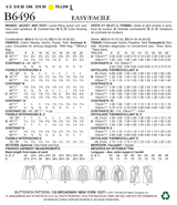B6496 Misses' Jackets and Vests with Contrast and Seam Variations (Size: 14-16-18-20-22)