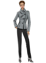 B6497 Misses'/Misses' Petite Jacket and Coats with Asymmetrical Front and Collar Variations (Size: 8-10-12-14-16)