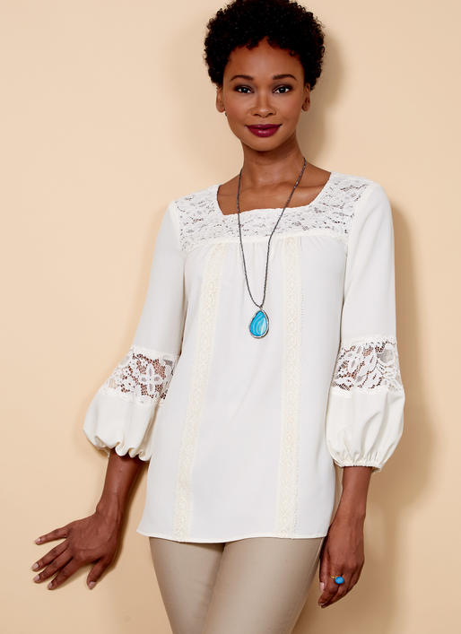 B6518 Misses' Square-Neck Top with Yoke (Size: 6-8-10-12-14)