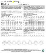 B6518 Misses' Square-Neck Top with Yoke (Size: 6-8-10-12-14)