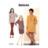 B6525 Misses' Knit Dress and Tunic, Skirt, and Pants (Size: 6-8-10-12-14)