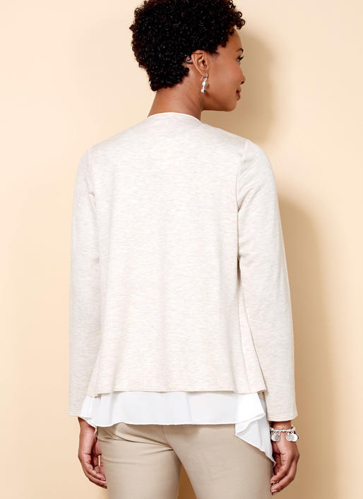 B6527 Veste en tricot avec encolure en cascade pour Jeune Femme (Size: TP-P-M)