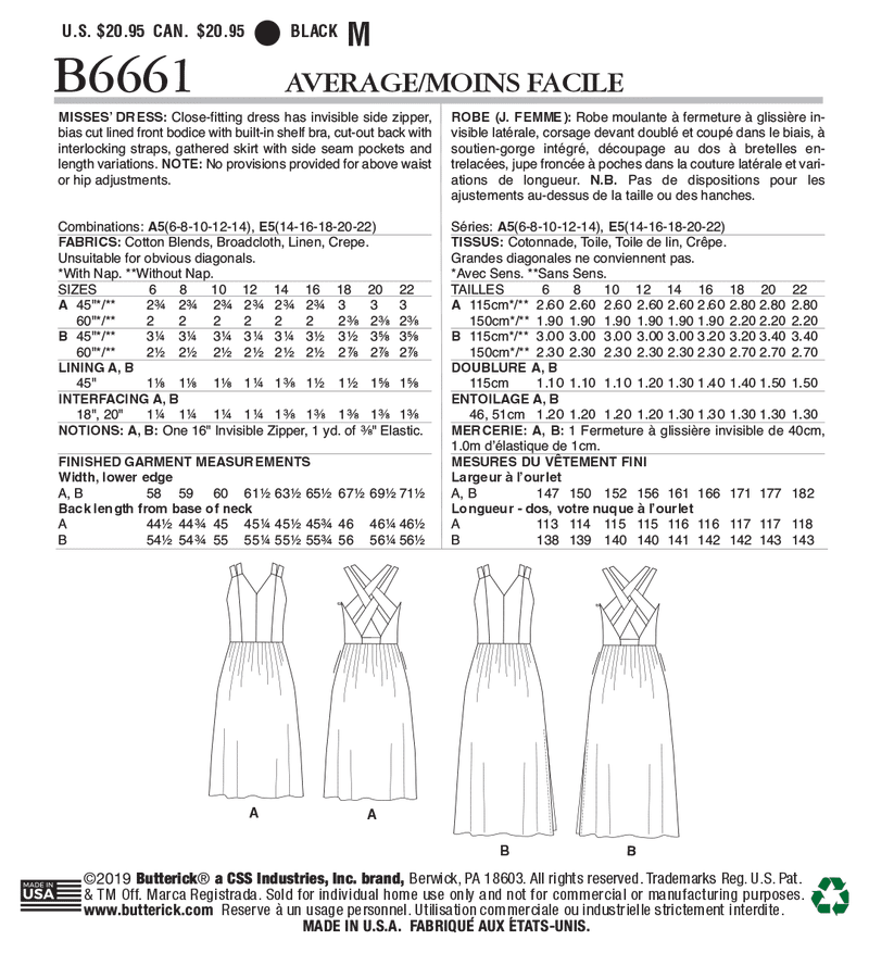 B6661 Robe pour Jeune Femme (Size: 14-16-18-20-22)