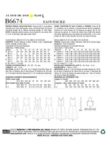 B6674 Robe, ceinture et sac pour Jeune Femme (Taille: 14-16-18-20-22)