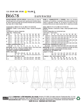 B6678 Robe pour Jeune Femme / Petite Jeune Femme (Size: 6-8-10-12-14)