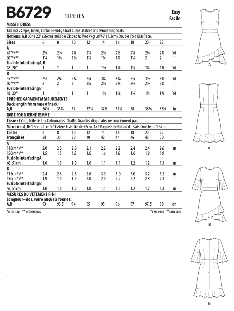 B6729 Misses' Dresses