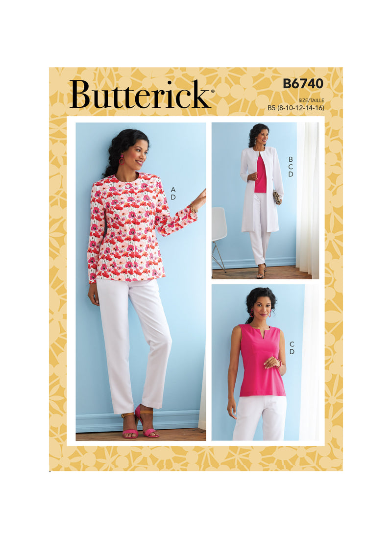 B6740 Misses' Jacket, Coat, Top & Pants (Size: 8-10-12-14-16)