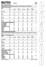 B6750 Misses' Elastic-Waist Shorts and Pants (Size: XS-S-M)
