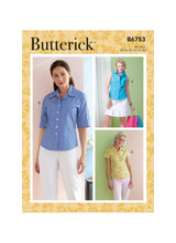 B6753 Misses'/Misses' Petite Button-Down Shirts (Size: 8-10-12-14-16)