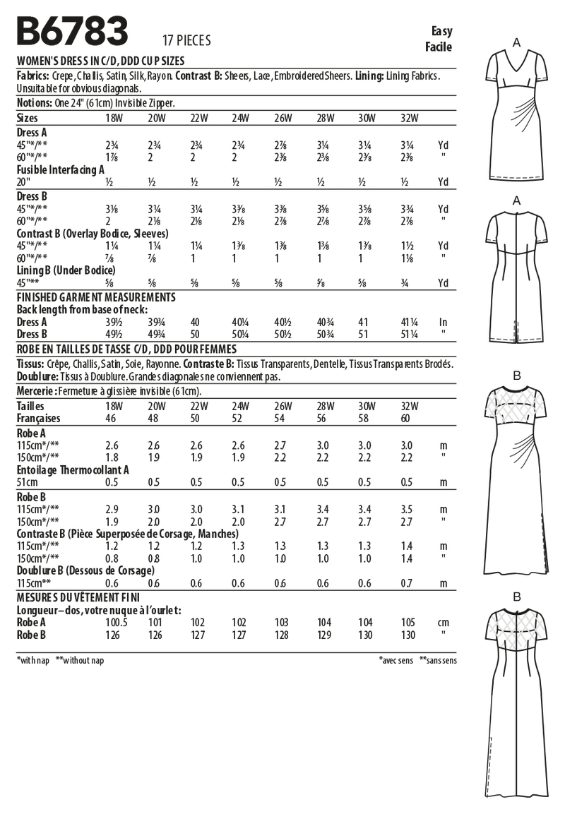 B6783 Women's Dress In C/D, DD Cup Sizes (Size: 18W-20W-22W-24W)