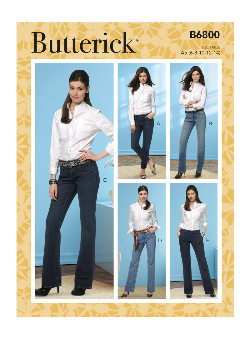 B6800 Misses' Four-Pocket Jeans & Trousers (Size: 6-8-10-12-14)