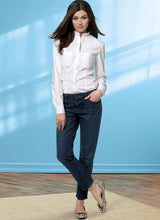 B6800 Jean et pantalon avec coulisse élastique et quatre poches pour jeune femme (Size: 6-8-10-12-14)