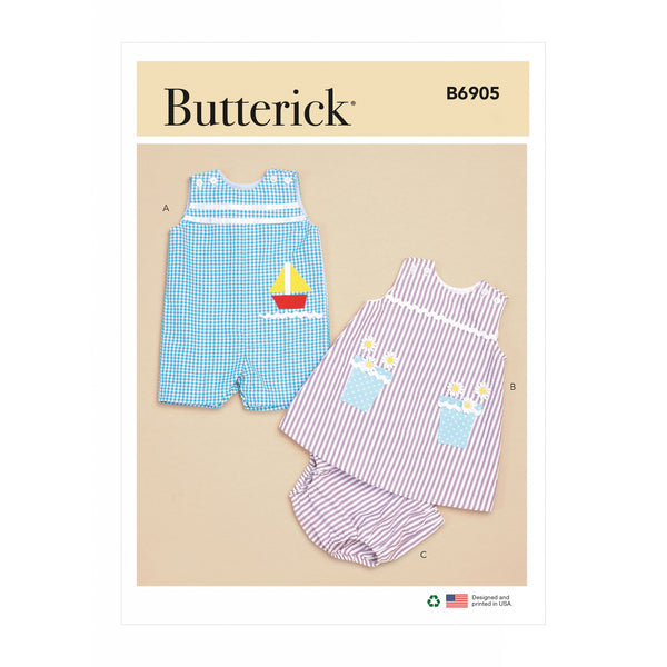 B6905 Baby Overalls, Dress and Panties (NB-S-M-L-XL)