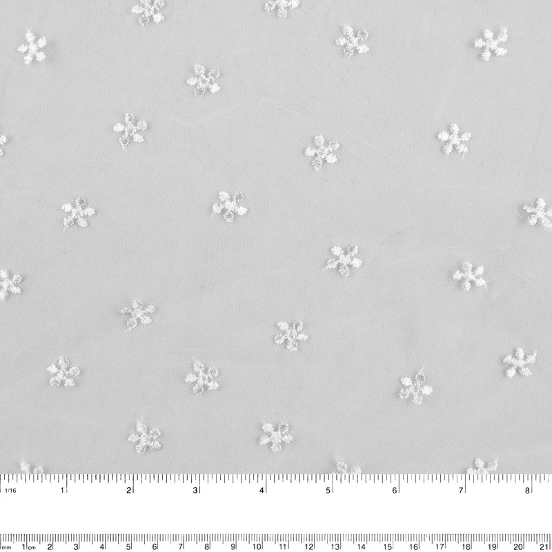 CHERIE Embroidered Mesh - Daisy - White