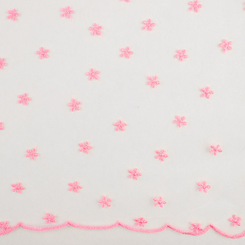 CHERIE Embroidered Mesh - Daisy - Flamingo