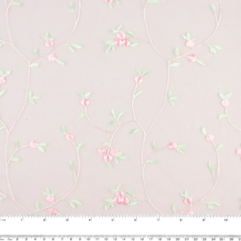 CHERIE Embroidered Mesh - Rose bud - Pink