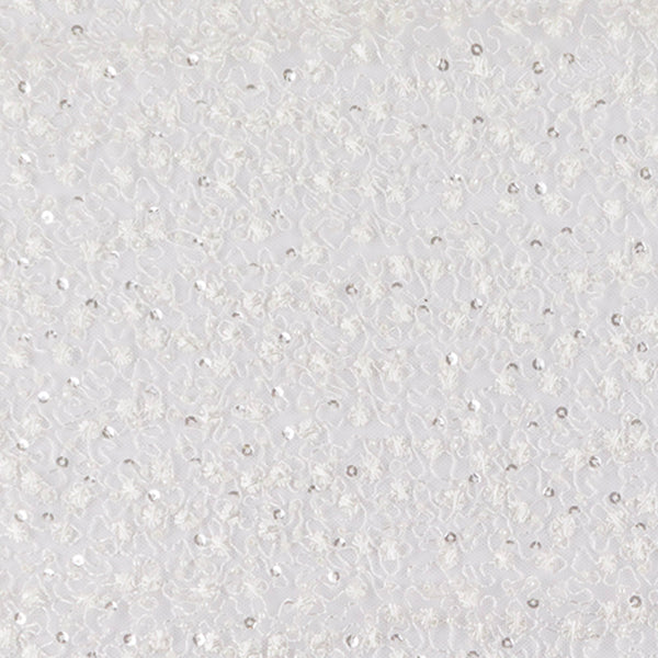 Beaded Embroidered Mesh - White