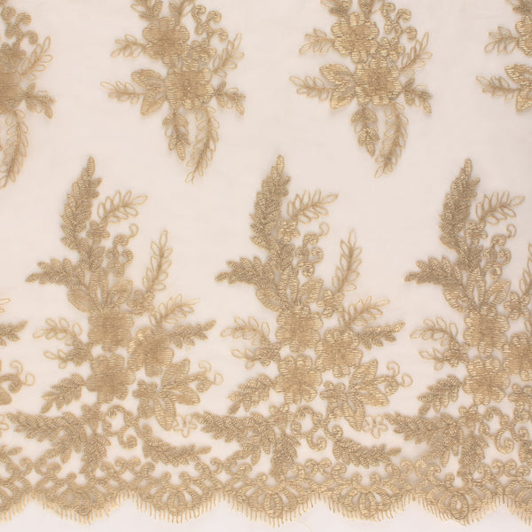 ALICIA Embroidered Mesh - Leafs - Gold