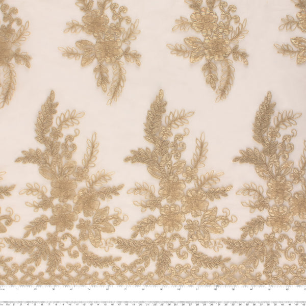 ALICIA Embroidered Mesh - Leafs - Gold