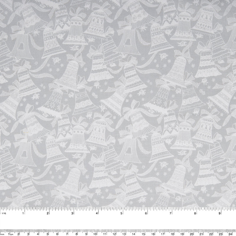 HOLLY VILLAGE  Printed cotton - Bells - Silver
