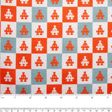 NICKNACKS DIGITAL Printed Cotton - Checkerboard - Grey / Orange