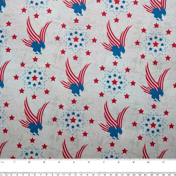 NICKNACKS DIGITAL Printed Cotton - American stars - White