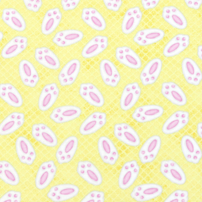 HOP TO IT Printed Cotton - Bunny paws - yellow