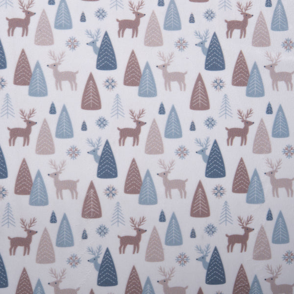 Printed minky - Winter deer - Blue